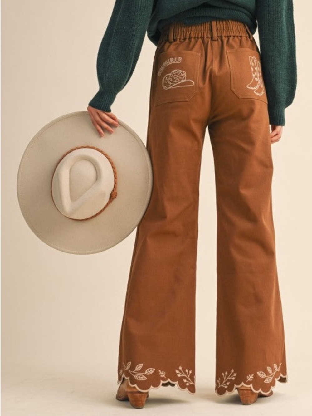 &merci- Dolly Embroidered Flare Pants